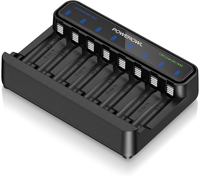 POWEROWL Smart Battery Charger for AA AAA Ni-MH/1.5V Lithium Rechargeable by POWEROWL
