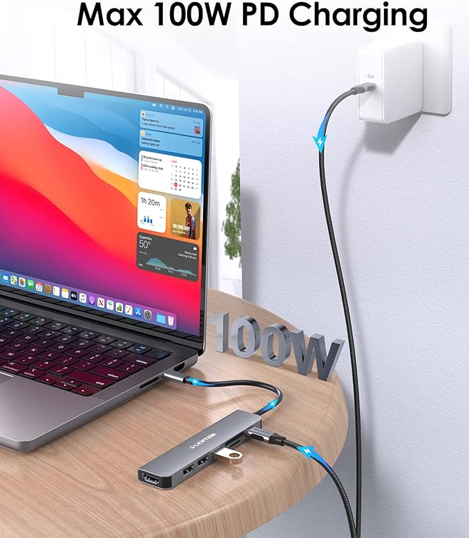 LENTION USB C Hub with 100W Charging, 4K HDMI, Dual Card Reader, USB 3.0 & 2.0 - Image 5