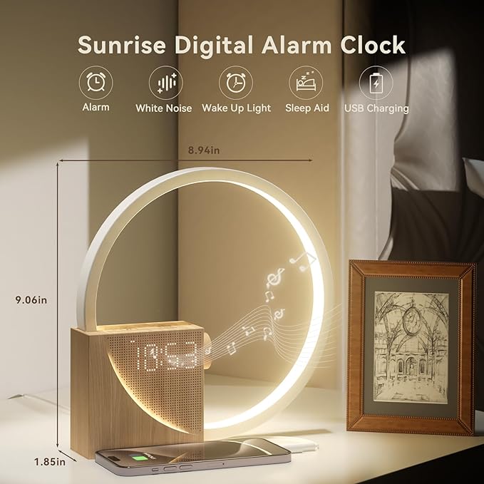 Vivilumens Sunrise Alarm Clock Sound Machine Nightlight, Gradual Wake Up Light - Image 3