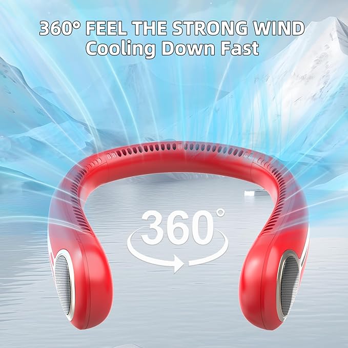 Portable Neck Fan, Hands Free Personal Wearable Bladeless Fan, 6000mAh USB - Image 2