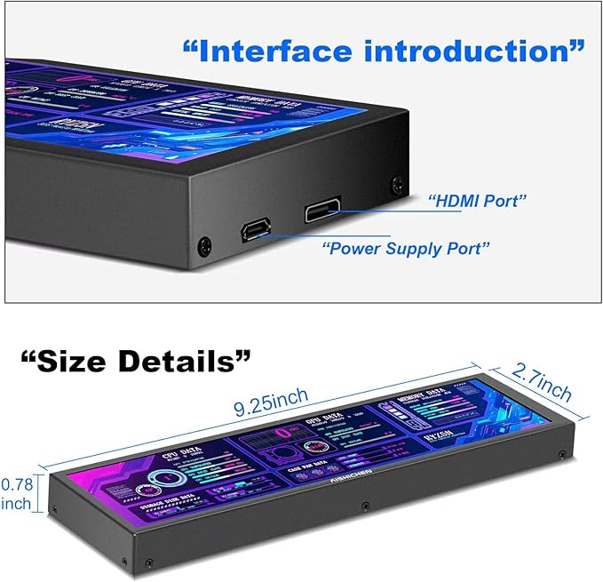 8.8 Inch PC Temperature Display, PC Sensor Panel Display, Computer Temp Monitor - Image 4