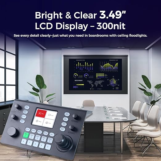 RGBlink NDI PTZ Camera Controller, PoE Powered, 3D Joystick Control, 3.5 LCD - Image 2