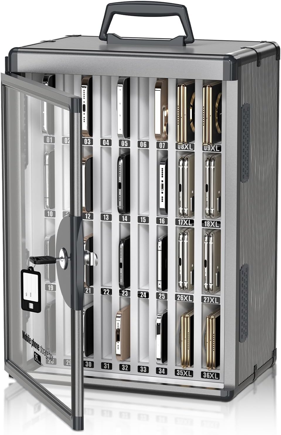 36 slots cell phone locker, classroom phone storage, main product view