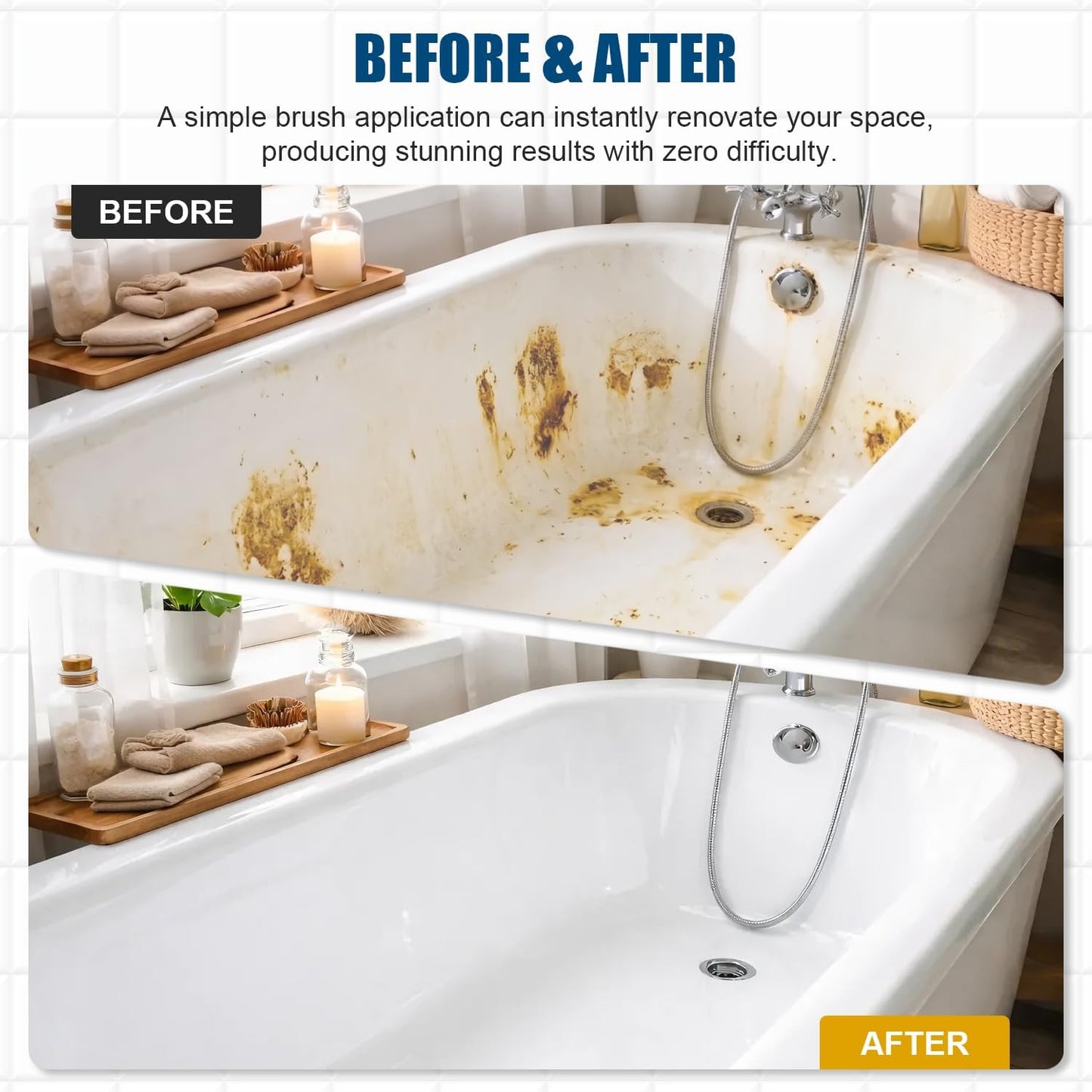Tub and Tile Refinishing Kit, 66oz White Quick-Dry Tile Paint for Wall & Floor, Sink Bathtub and Toilets Paint for Bathroom, Kitchen, Toilets, Water Based