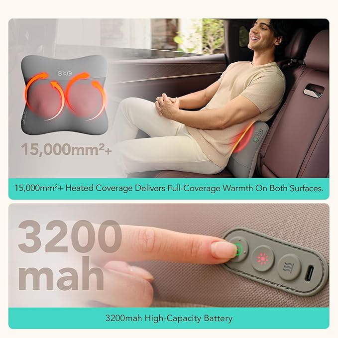 SKG Cordless Back Massager for Pain Relief Deep Tissue 4D Back and Neck Massager - Image 7