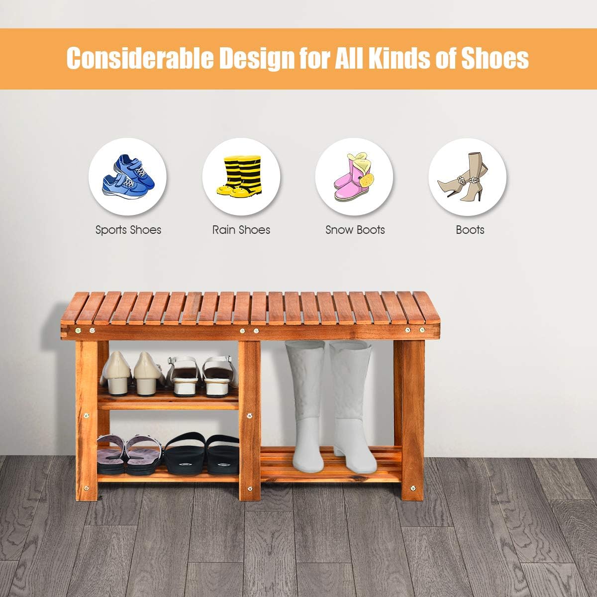 giantex 2-tier shoe bench entryway shoe rack with, package contents