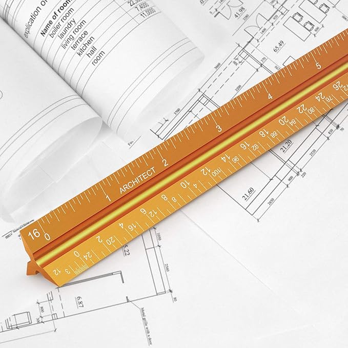 12" Architectural Scale Ruler Aluminum Architect Scale Triangular Scale Ruler - Image 5