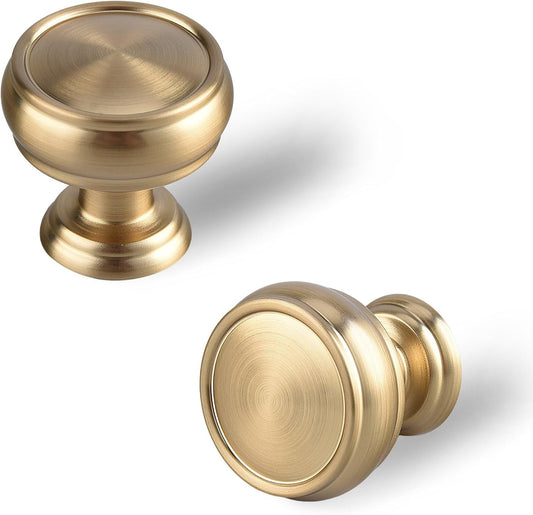 10 Pack Champagne Bronze Cabinet Knobs, 1-1/4 Inch Zinc Alloy Knob | Modern Furniture Hardware, Single Hole Hardware Handles Kitchen Cabinet Dresser Knob, Drawer Knobs