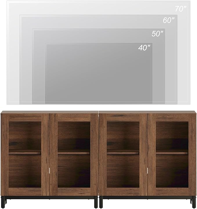 WAMPAT 63 Inch TV Stand with Glass Doors - Image 5
