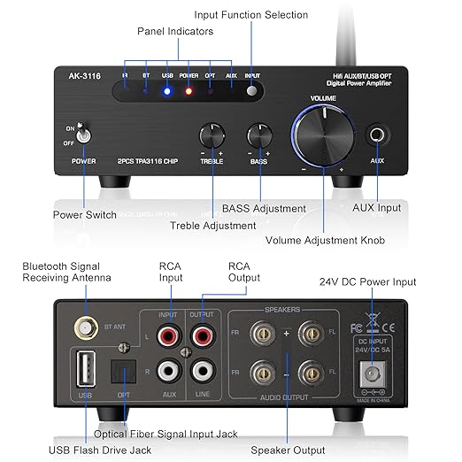 Facmogu AK-3116 HiFi Digital Amplifier, Mini Amp Audio System - Image 6