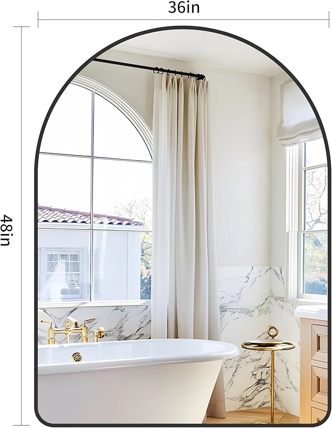 GLASHOM Arched Bathroom Mirror, Wall Mounted Mirror, Living Room, Vertically - Image 3