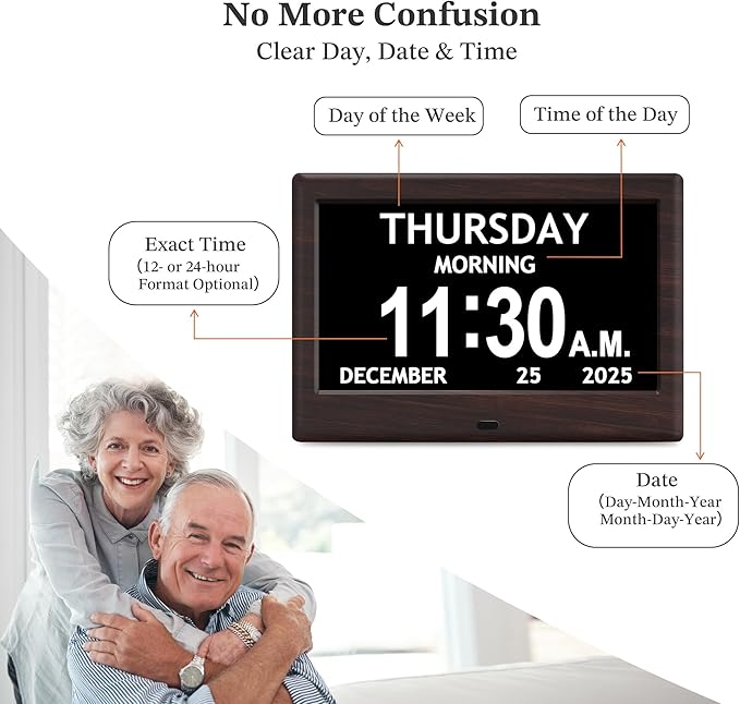 7'' Dementia Clock For Seniors, Large Display Digital Clock - Image 5