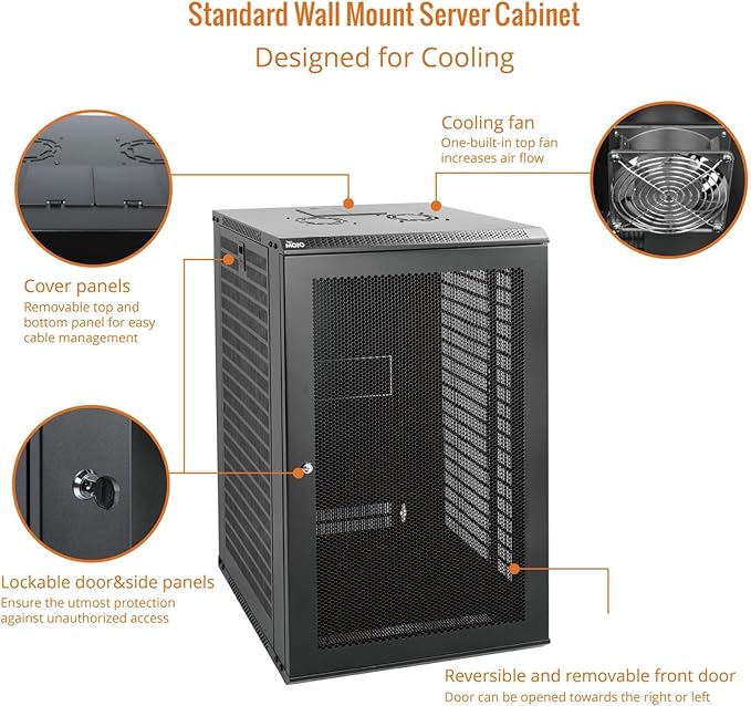 Tecmojo 18U Wall Mount Rack Network Cabinet - Image 3