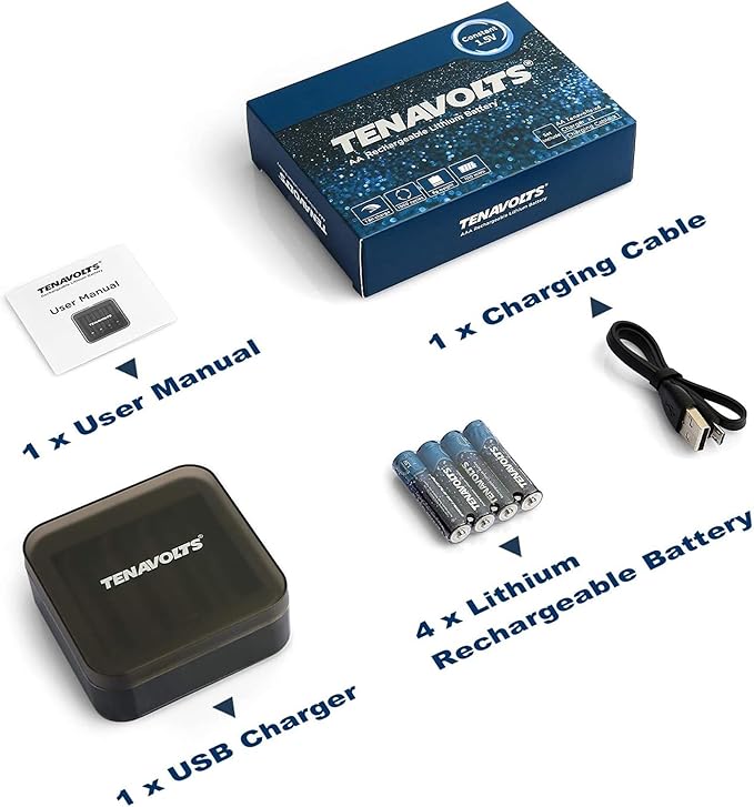 TENAVOLTS 1.5V Lithium Rechargeable AA Batteries, AA Battery - Image 7