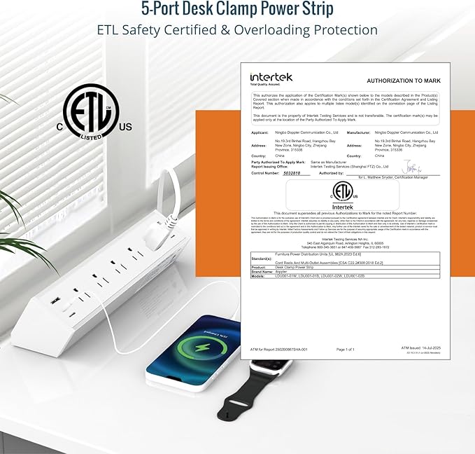 Tecmojo Desk Clamp Power Strip 5 Outlet - Image 4