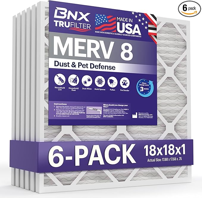 BNX TruFilter 18x18x1 Air Filter MERV 8 by BNX