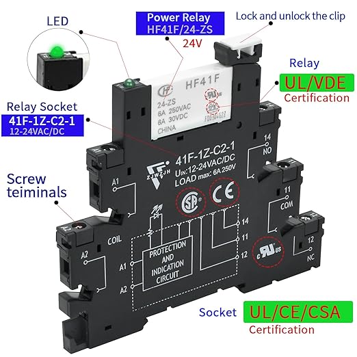 3Pcs Electromechanical Relay Black Miniature Power Relay 24VDC and 24VAC - Image 5