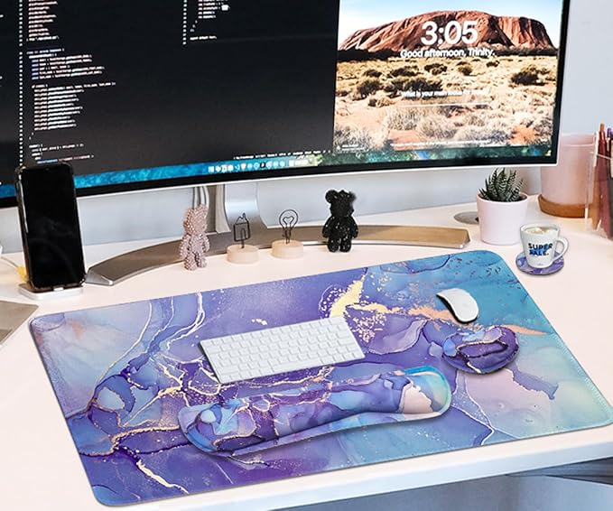 4-in-1 Large Mouse Pad, Keyboard Wrist Rest Pad & Wrist Support Mousepad Set - Image 7