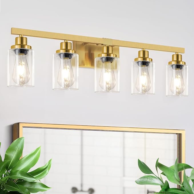 DIKAIDA 5 Light Gold Bathroom Vanity Light, Bathroom Light Fixtures by DIKAIDALights