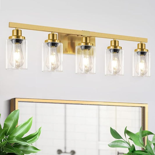 DIKAIDA 5 Light Gold Bathroom Vanity Light, Bathroom Light Fixtures by DIKAIDALights