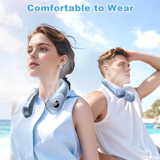 Portable Neck Fan that Blow Cold Air, LED Display, Rechargeable Hands-Free - Image 7