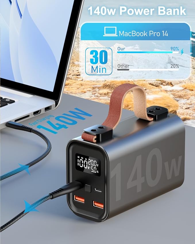140W Laptop Portable Charger Power Bank 50000mAh, Power Station PD 3.1 QC4.0 - Image 4