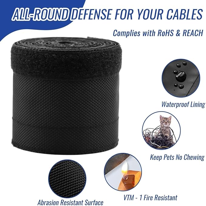 Flauzmann 1/2" - 6.6FT Chew Proof Cat Cord Protector（Hook & Loop Split Sleeve - Image 3