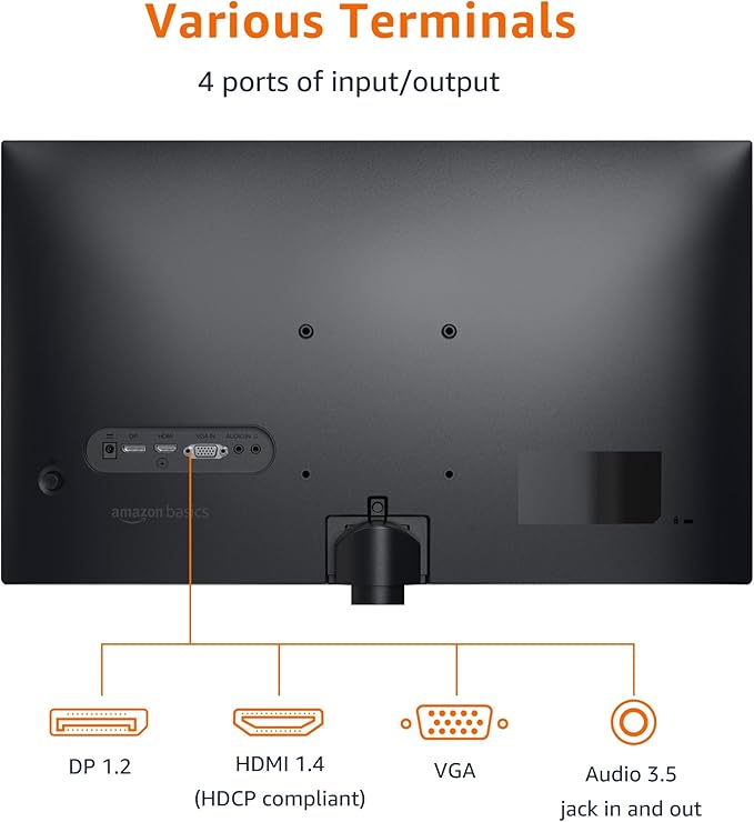 Amazon Basics 24 Inch Monitor, FHD 1080P, Max 100Hz, VESA Compatible, Built-in - Image 3