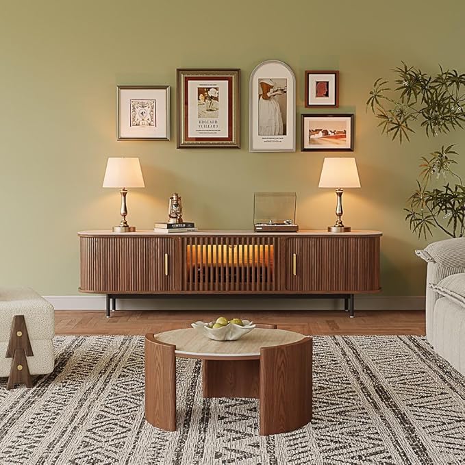 POVISON Fully-Assembled Mid Century Modern Black TV Stand - Image 3