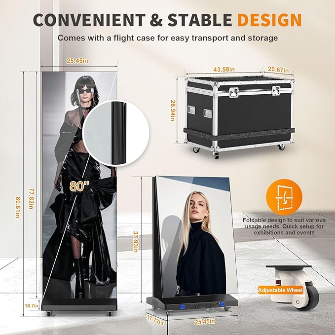 JASZDOT 80" Seamless Splicing LED Display, Foldable Poster Screen - Image 4