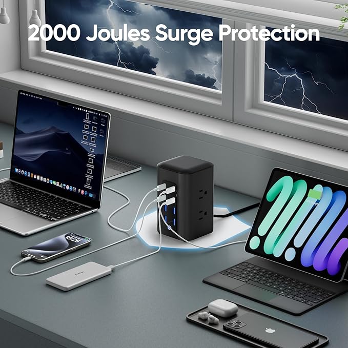 TenTrend Power Strip Tower, 14-in-1 USB-C Charging Station Tower - Image 5
