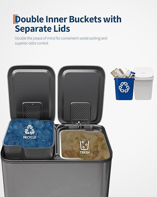 Garvee Trash Can, 2 x 8 gal Garbage Can - Image 4