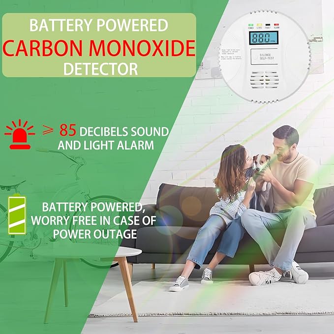 Carbon Monoxide Detector, VzmcovCO Monitor Powered by AA Battery, - Image 4