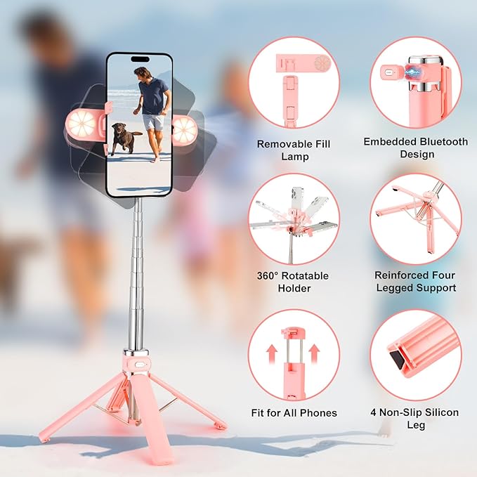 Mini Phone Tripod Stand, MQOUNY 38" Phone Tripod &Selfie Stick - Image 2