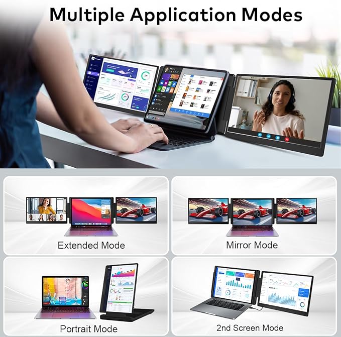 14" Laptop Screen Extender, FHD 1200P IPS Dual/Triple Portable Monitor - Image 3