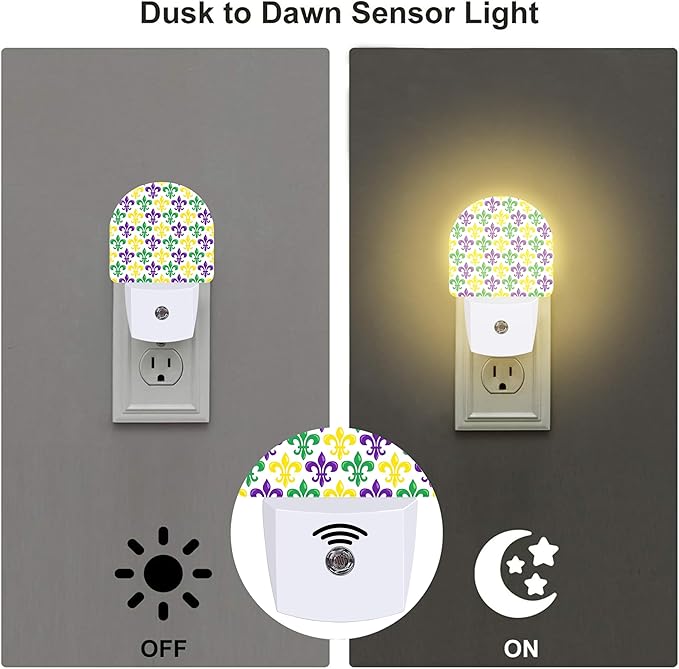 sndheke Mardi Gras Carnival Night Light, Colorful Fleur-de-lis Dusk to Dawn - Image 3