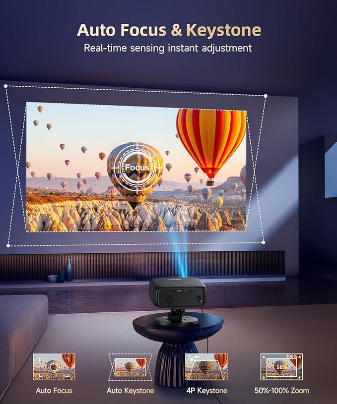 Smart Projector with WiFi and Bluetooth, SOPYOU Portable Outdoor Projector 4K - Image 5