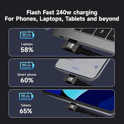 right angle USB C long Cable 10FT Compatible - Image 3