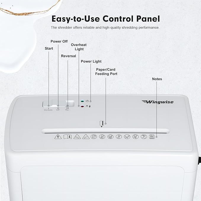 Low Noise 40dB Paper Shredder for Home, 10-Sheet Cross Cut, CD/Credit Card - Image 4