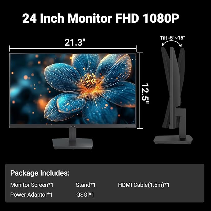 KTC 24 Inch FHD 1080P 100Hz Computer Monitor, VA Panel FreeSync PC Gaming - Image 8