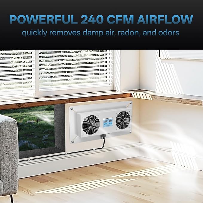 Pewoaoa 240 CFM Crawlspace Vent Fan, - Image 3