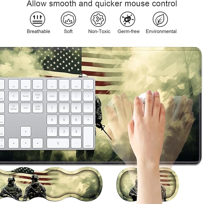 4 in 1 Ergonomic Keyboard Wrist Rest & Mouse Pad Wrist Rest Set, Large Gaming - Image 3