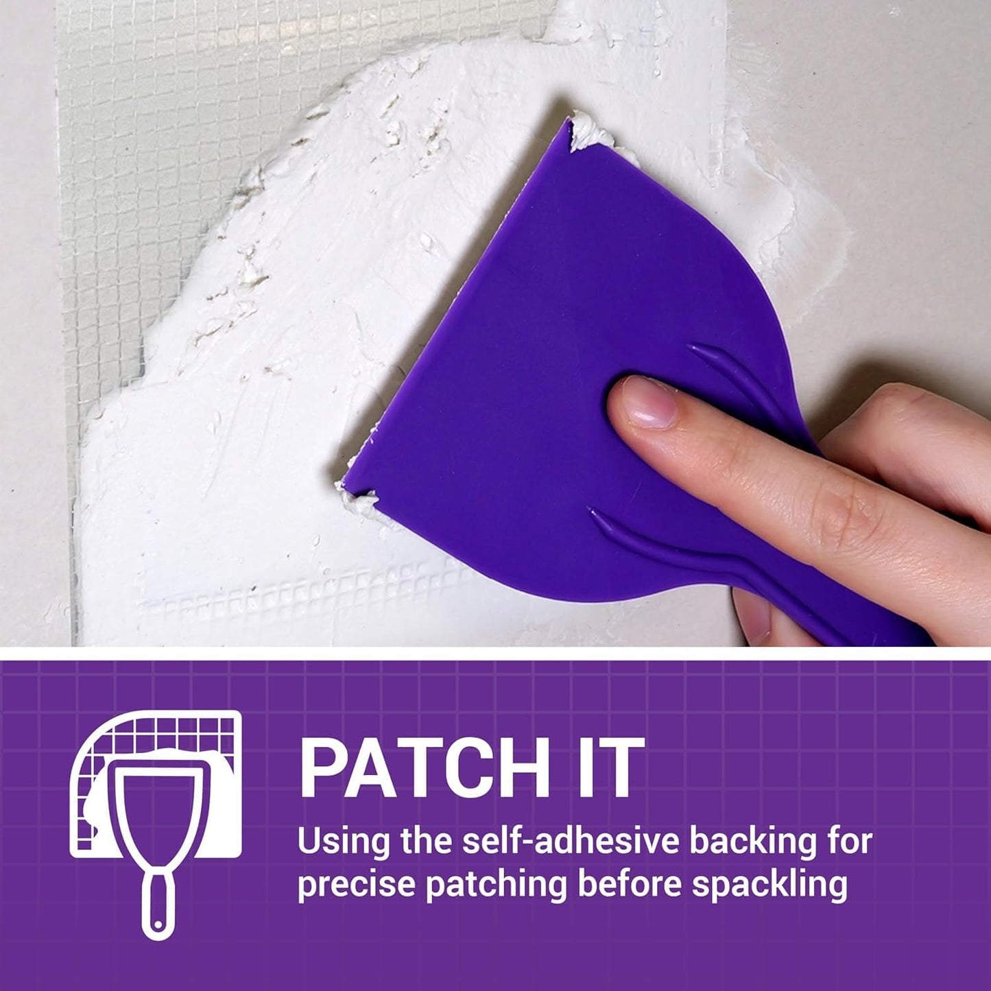 StrongPatch® Flexible Patch Wall Repair Kit with 4 in. x 4 in. Flexible Patch, Sanding Sponge, Color Changing Spackle, Putty Knife, Glove, Foam Brush, Paint Tray (7-Piece)
