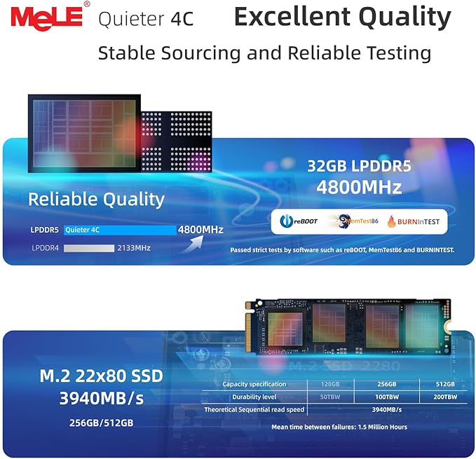 MeLE Mini PC Quieter 4C, N100 Fanless Mini Computers, 32GB LPDDR5 RAM, 512GB SSD - Image 9