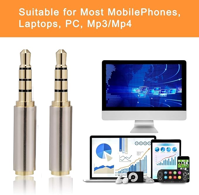 Mizi [2 Pack 3.5mm Male to 2.5mm Female Stereo Audio Adapter Headset Converter - Image 6