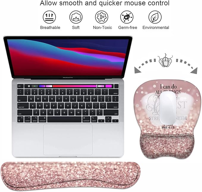 Ergonomic Mouse Pad Wrist Support and Keyboard Wrist Rest Set - Image 3