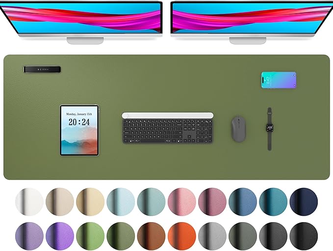 Aothia Leather Desk Pad Protector, Mouse Pad, Office Desk Mat, Non-Slip PU by AothiaSimpleNaturalUnique