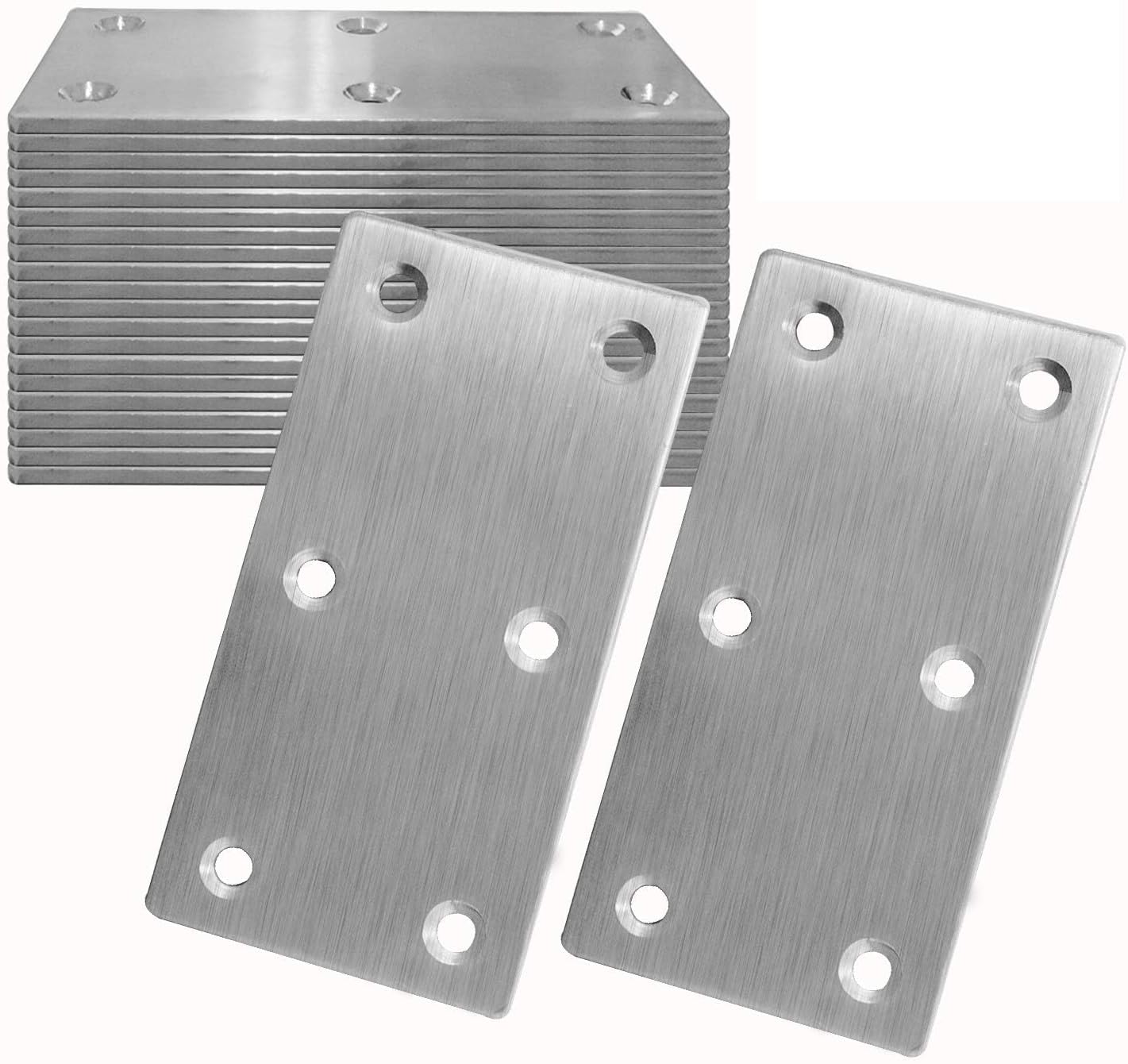 20Pcs Stainless Steel Flat Bracket Mending Plate4 x2 Bracket Joining Plate | Heavy Duty Stainless Corner Brace Metal Repair Fixing Joining Plate Right Angle Brace for Wood Furniture Cabinet Shelves