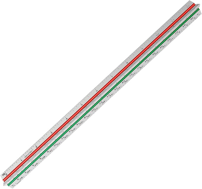 12" Architectural Scale Ruler Aluminum Architect Scale Triangular Scale Ruler - Image 2