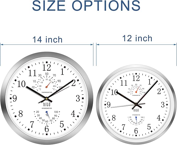 HITO 14 Inch Silent Wall Clock Battery Operated, Large Wall Clock - Image 3